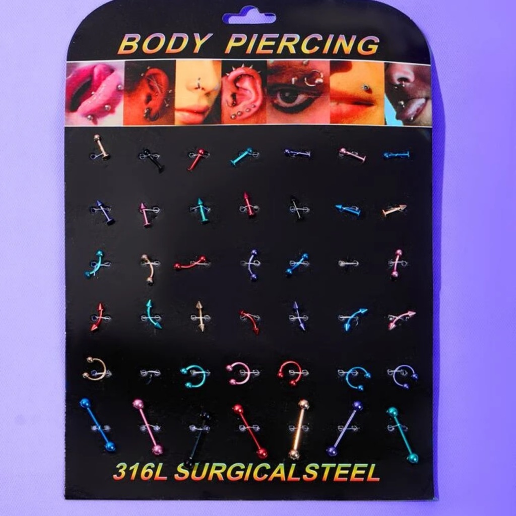 Anime 42pcs Nose Ring  Tongue Barbell Ring
